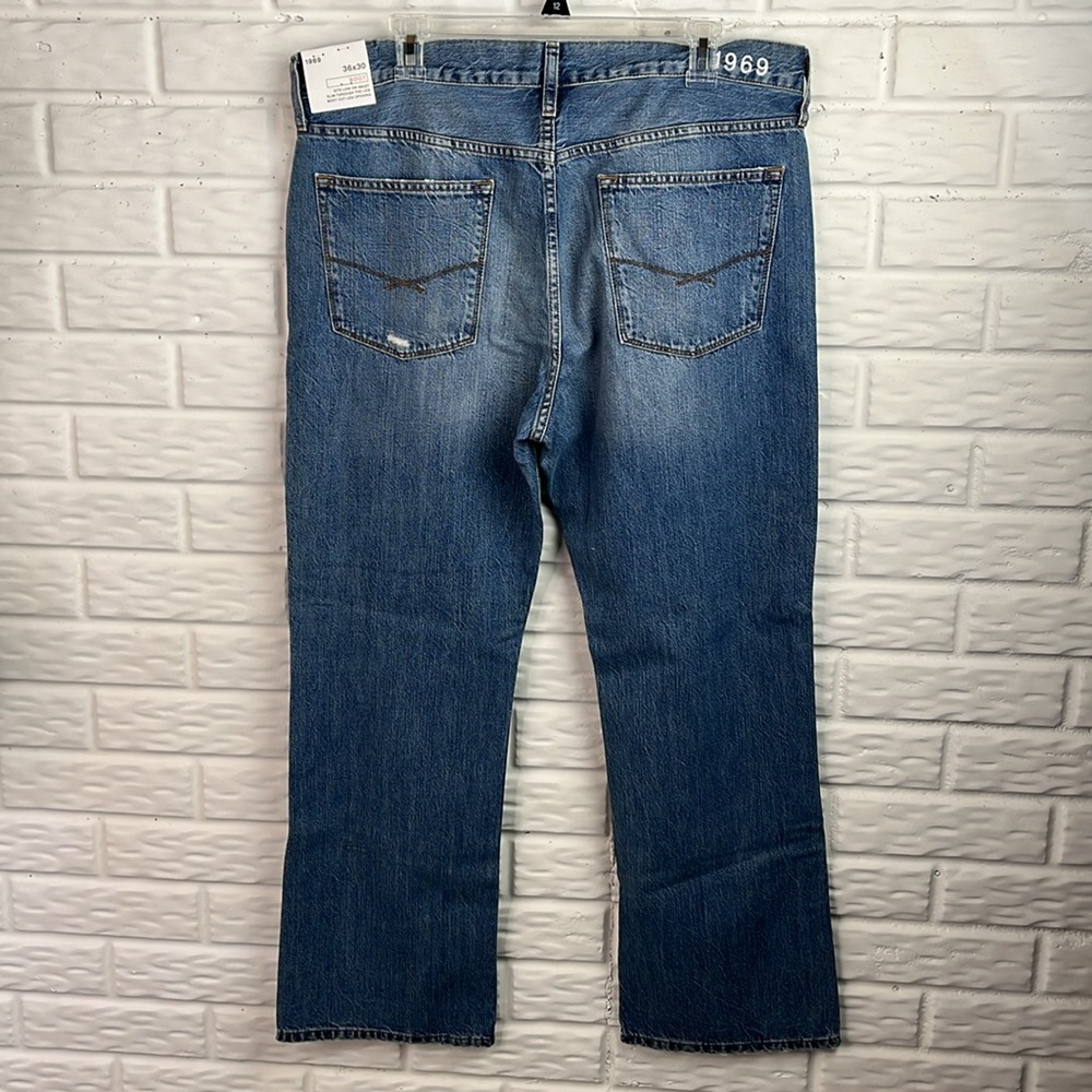 GAP 1969 BOOT CUT JEANS  DESTRUCTED Men’s 36x30 NWT - Picture 6 of 15